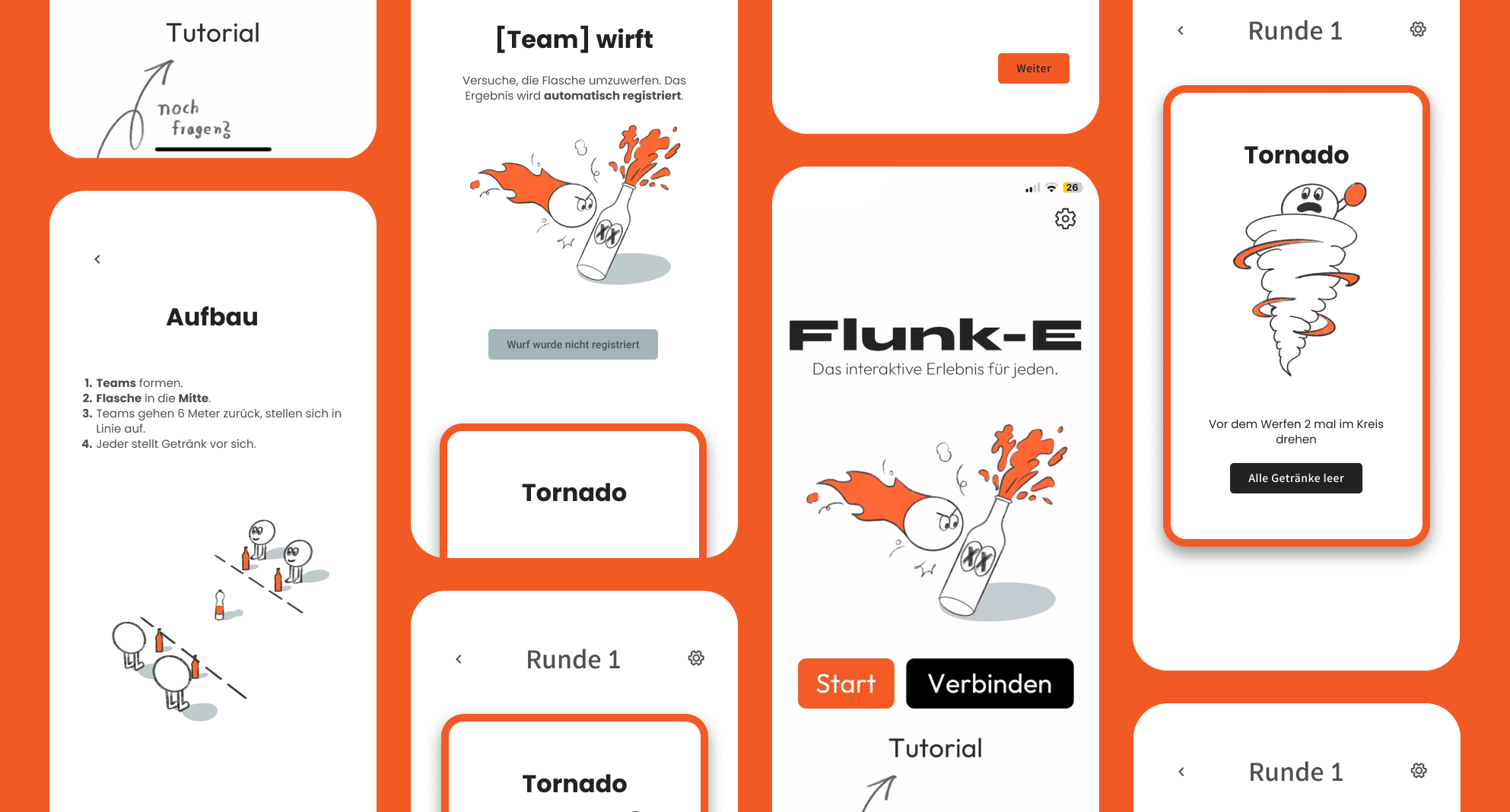 Flunk-E App Interface Screens
